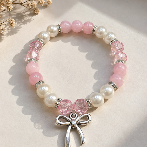 Blush Bow Pearl Bracelet 🎀🌸🤍