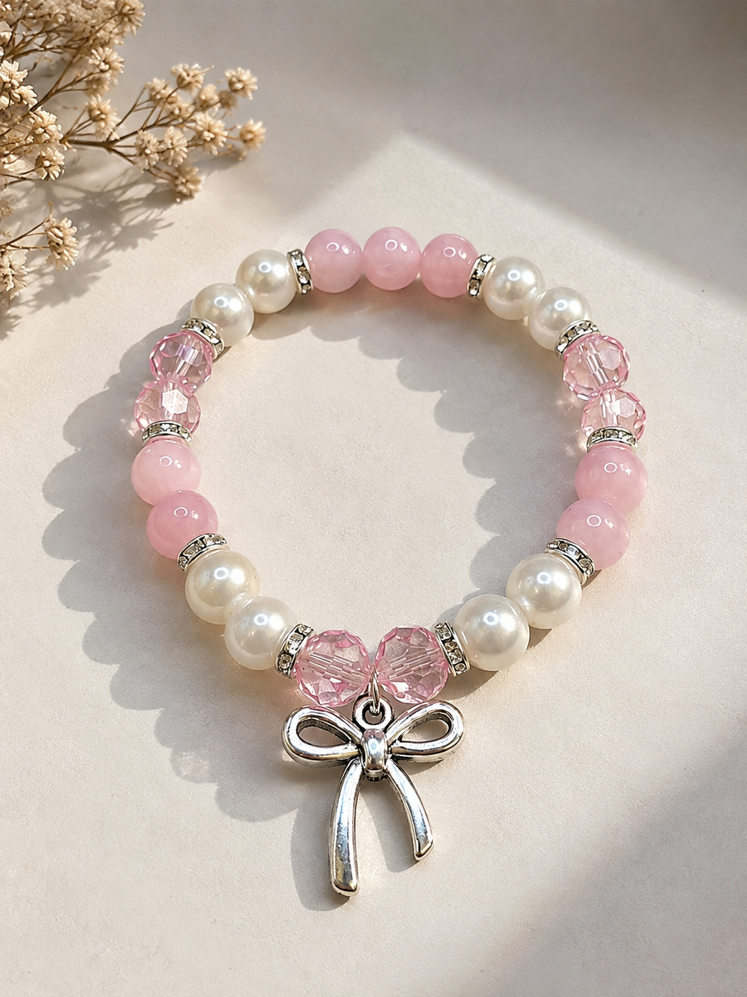 Blush Bow Pearl Bracelet ππΈπ€