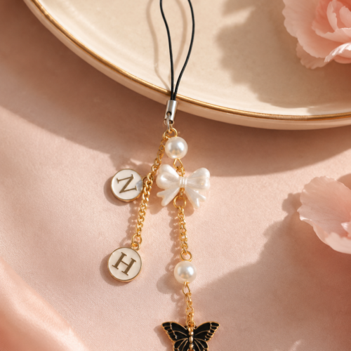 Pearl Bow Butterfly Phone Charm 🎀🦋🤍
