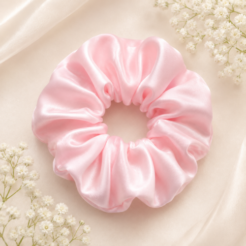 Baby Pink Satin Scrunchie 🌸🎀