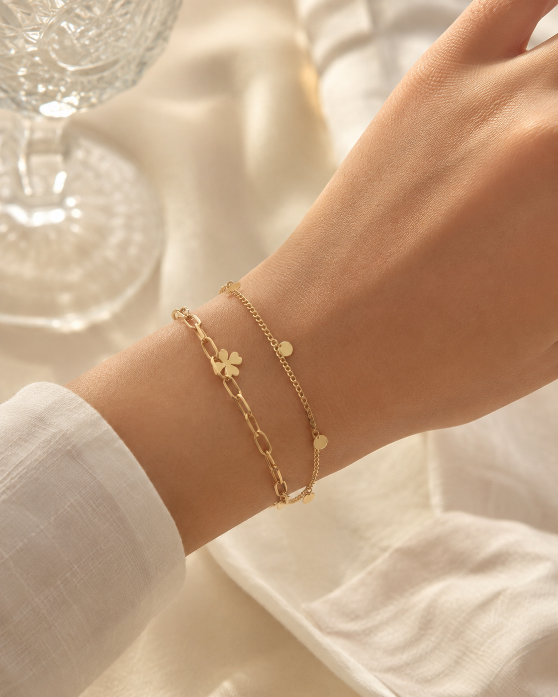 Golden Clover Layered Bracelet πβ¨
