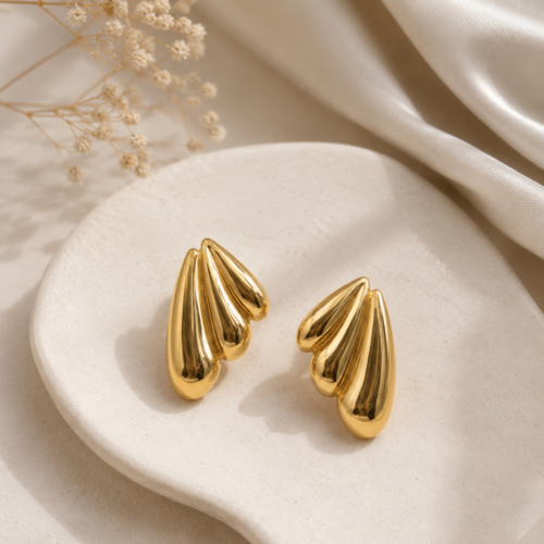 Golden Wave Studs | Stainless Steel ✨