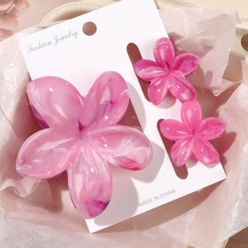 Berry Pink Bloom Claw Clip Set 💗🌺