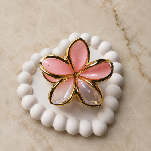 Blush Crystal Flower Hair Claw 💖✨