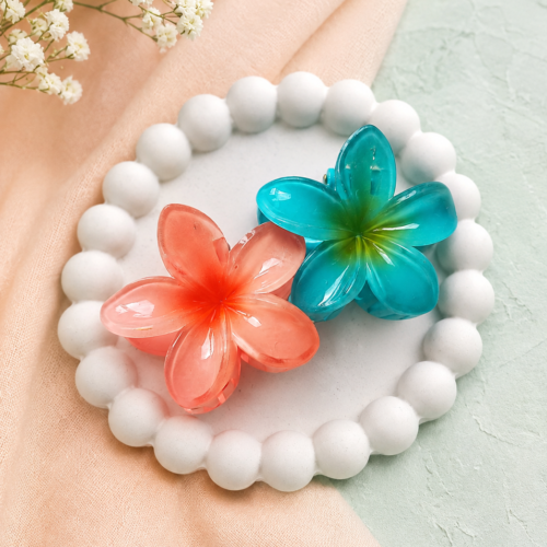 Tropical Bloom Hair Clip Pair 🌺💙