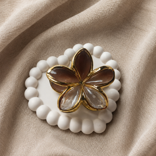 Mocha Crystal Flower Hair Claw π€β¨
